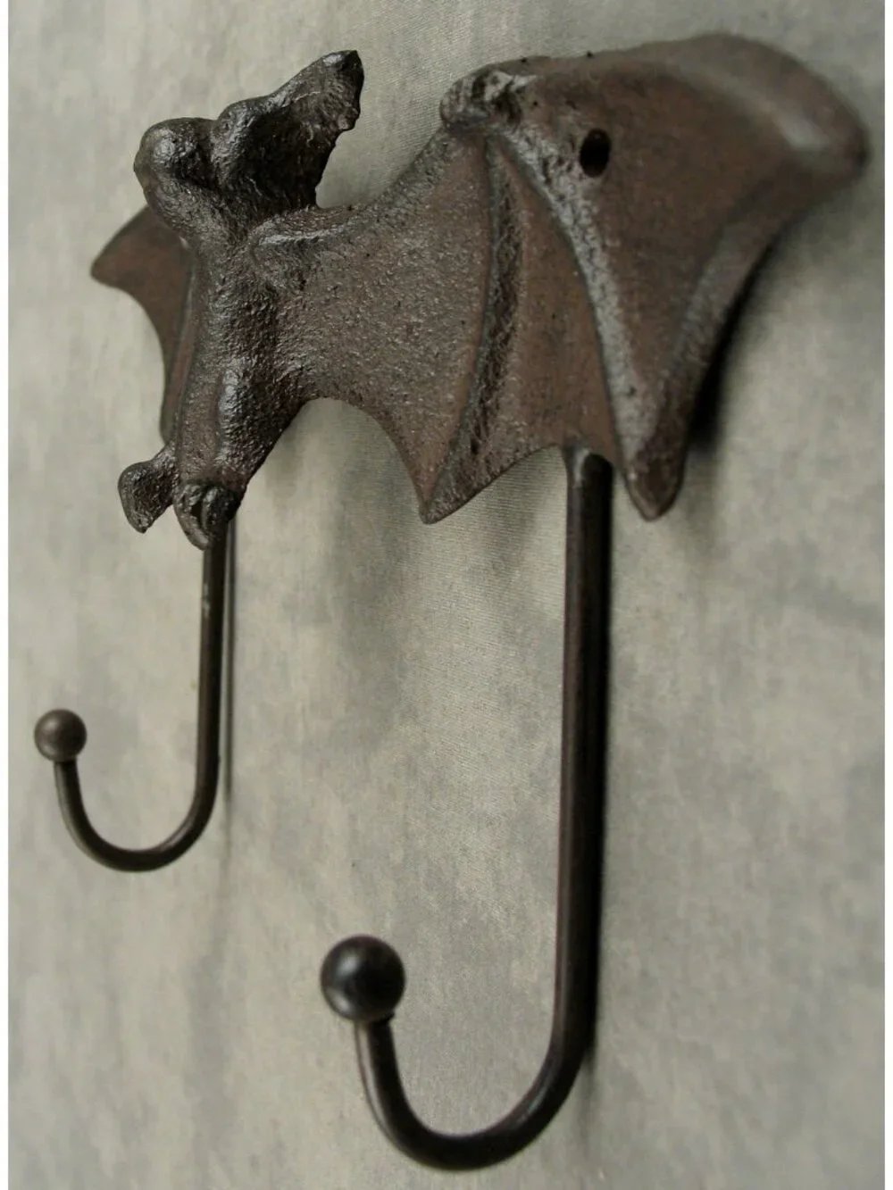 Sturdy Gothic Bat Antique Style Double Wall Hook New